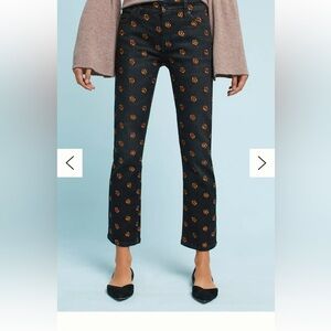 Pilcro and the Letterpress Gold Floral Embellished Jeans